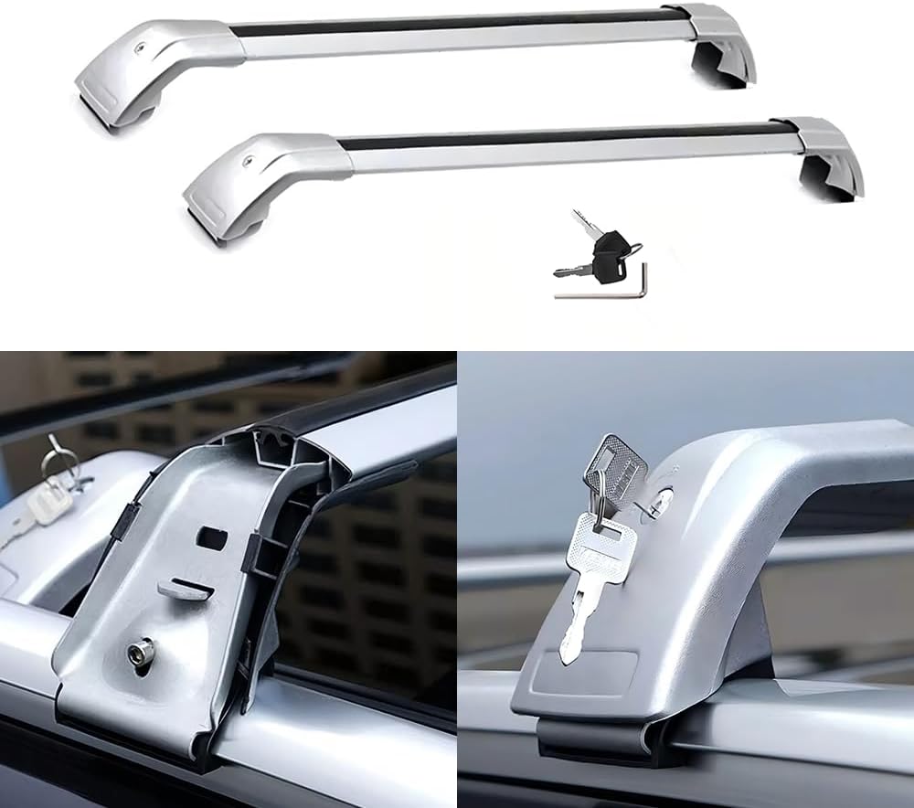 2PCS Aluminum Crossbar Cross Bar Fit for Hyundai IONIQ 5 2022-2025 SEL Limited XRT Luggage Cargo Carrier Roof Rack Rails with Anti-Theft Locks Lockable (Silver)