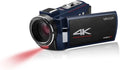 Minolta Camcorder - 4K Ultra HD, 30MP Photos, Night Vision with IR LEDs, 16X Zoom, Time-Lapse, Anti-Shake, 3' Touchscreen, HDMI USB Output, SD Slot, CMOS Sensor (Blue)