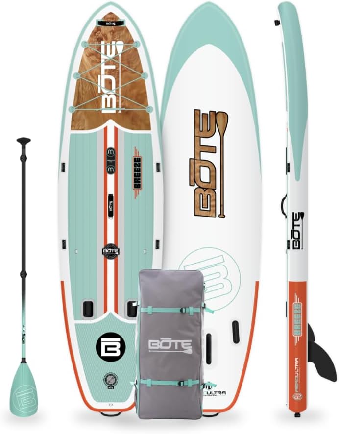 BOTE 10' FT 6' Breeze Aero Inflatable Stand Up Paddle Board, MAGNEPod Compatible Blow Up iSUP Great for Adults Kids Family Travel Friendly Multiple Sizes Color Options