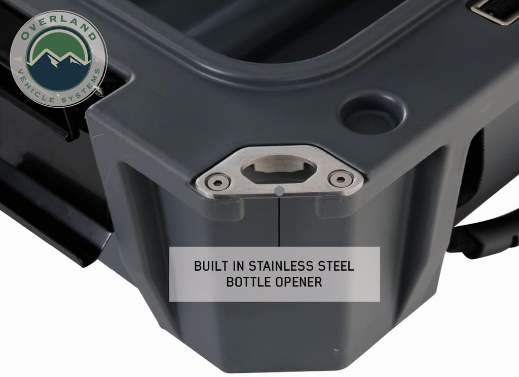 Overland Vehicle Systems 40100011 Dark Gray 95 QT Dry Box Storage with Drain and Bottle Opener | Waterproof Seal | Heavy-Duty Latches and Nylon Handles | Keeps Gear Safe, Dry and Organized