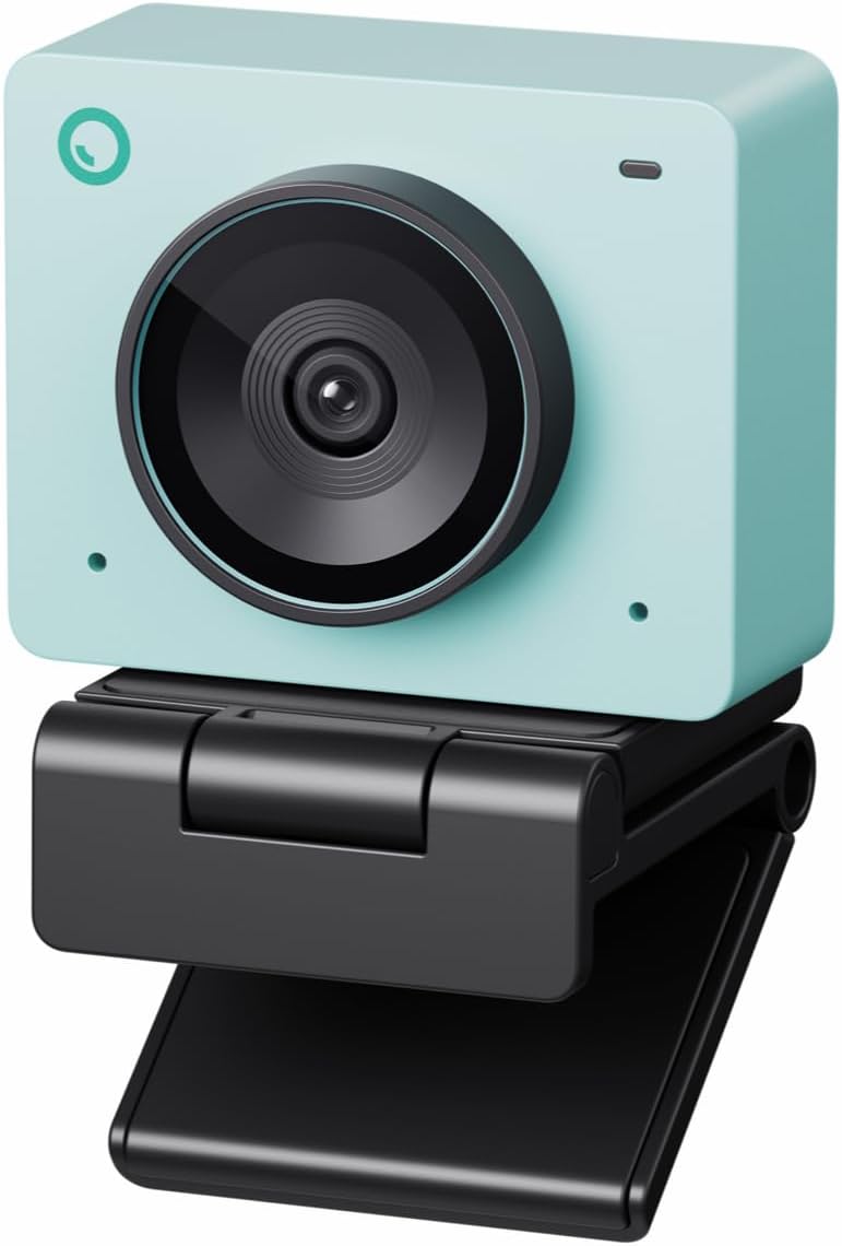 OBSBOT Meet 2-4K Webcam for PC with 1/2' Sensor, AI Framing & Autofocus, Beauty Mode, Lightweight, Gesture Control, HDR, Dual Microphone, 60 FPS, Web Cam for Streaming, Meeting, Gaming. (Aurora Green)