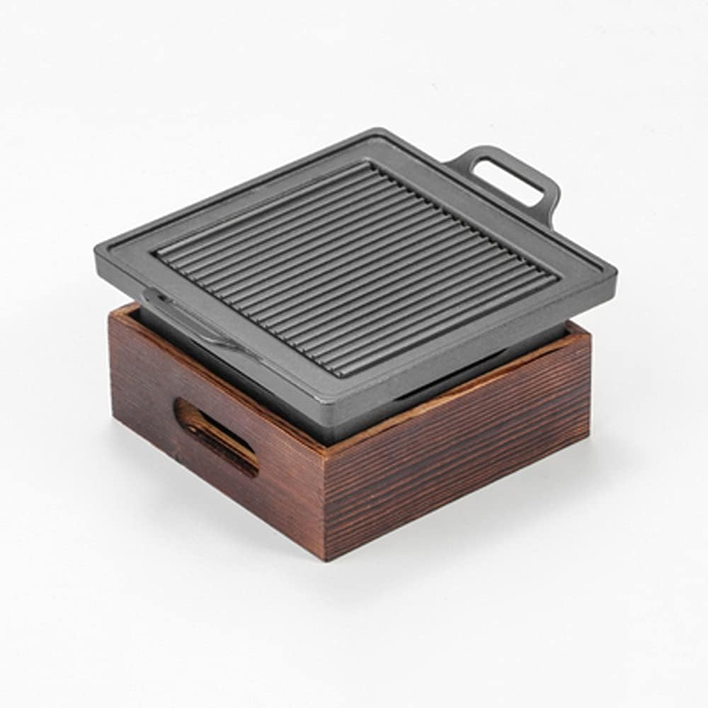 Smokeless Portable BBQ Grill Korean Japanese Barbecue Grill Charcoal BBQ Oven Alcohol Stove Household Non-Stick Cooking Tools (Size : 28x15cm) (18x18cm)