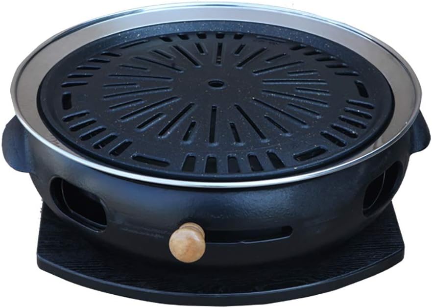 BBQ Barbeque Barbecue Grill,Large Cast Iron Barbecue Meat Stove,Korean Smoke-Free Household Charcoal Grill,Indoor Outdoor,15 Styles (Color : E)