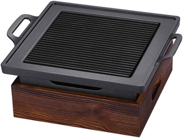 BBQ Grill Outdoor Portable BBQ Grill Korean Japanese Barbecue Grill Charcoal BBQ Oven Household Non-stick Cooking Tools (Size : 32 * 21 * 10.4cm) (Black 23 * 23 * 9.7cm)