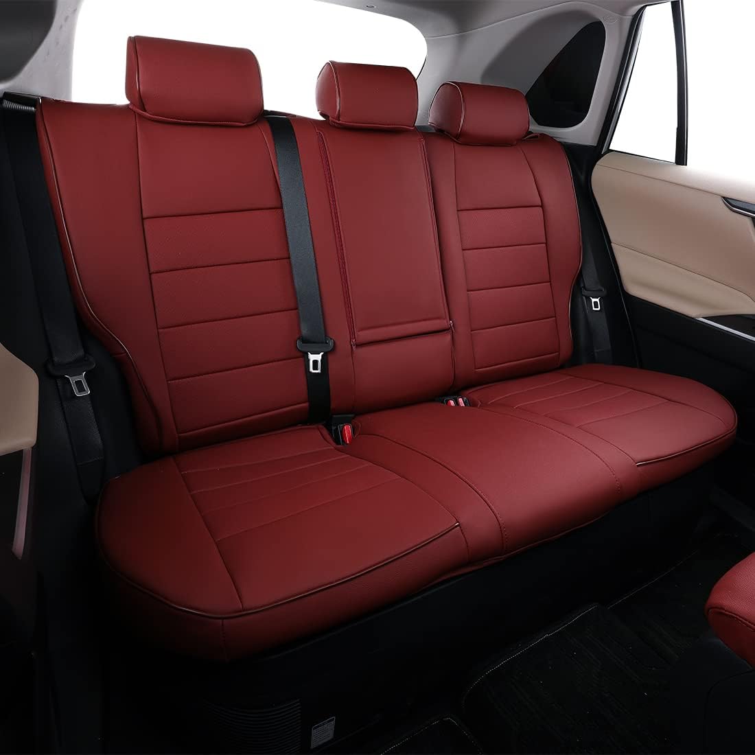 EKR Elantra Seat Covers Custom Fit for Hyundai Elantra SE/SEL/Value Edition/Eco/SE Value Edition 2017 2018,Leather Car Seat Cover Full Set -Faux Leather(Burgundy)
