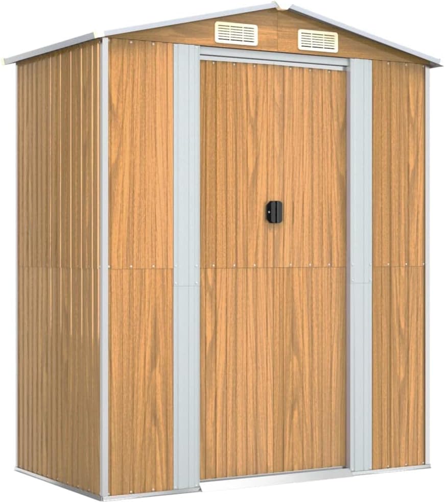 vidaXL Garden Shed Light Brown Galvanized Steel 75.6x42.5x87.8 in