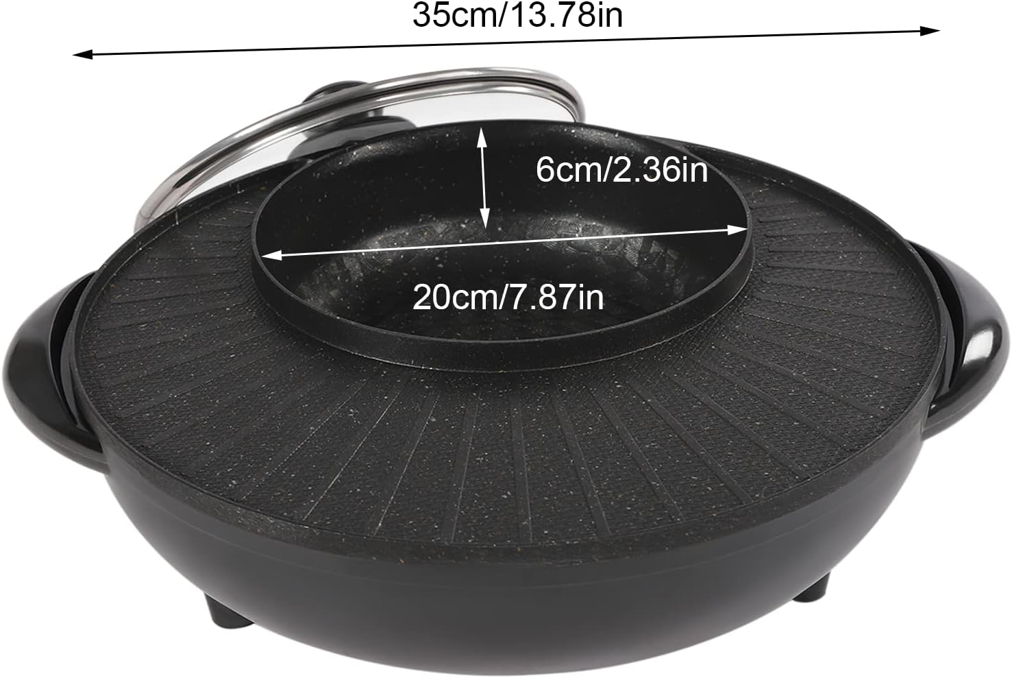 2 in 1 Electric Hot Pot & BBQ Grill - Smokeless Non-Stick Shabu Shabu Pot with Temperature Control, Ideal for Indoor Korean Barbecue, Serves 3-5 People, Fast Heating