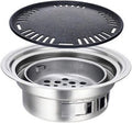 Barbecue Desk Round Stainless Steel Korean Charcoal Barbecue Grill Non-Stick Barbecue Grills Portable Charcoal Grill for Outdoor Camping BBQ Tabletop Barbecue