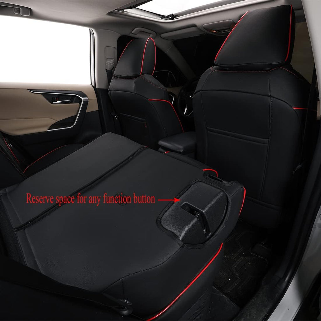 EKR Custom Fit Tucson Car Seat Covers for Hyundai Tucson 2019 2020 2021(Not for NX4),Leather Seat Cover Full Set for SUV-Faux Leather(Black with Red Piping)