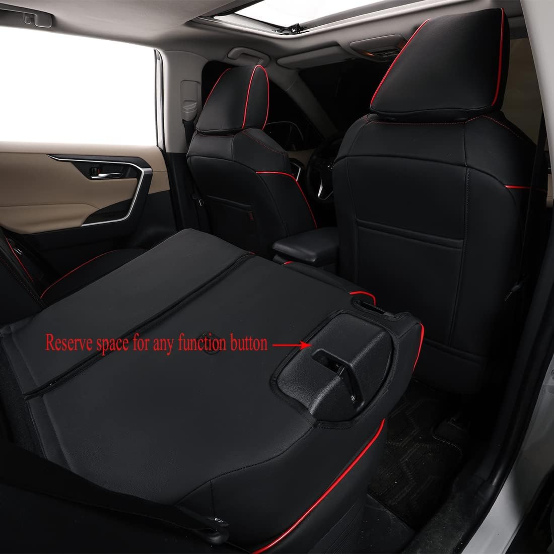 EKR Kona Seat Covers Custom Fit for Hyundai Kona SE 2026,Leather Car Seat Cover Full Set for Trucks SUV -Faux Leather(Black with Red Piping)