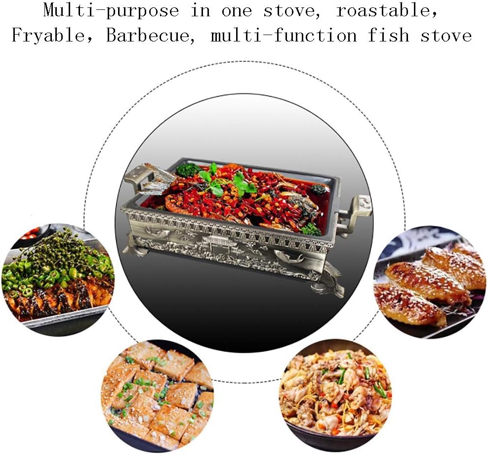 BBQ Barbeque Barbecue Grill,Korean Smoke-Free Alcohol Charcoal Grill,BBQ,Antique Copper Fish Grill,Maifan Stone Non-Stick Coating (Color : B)