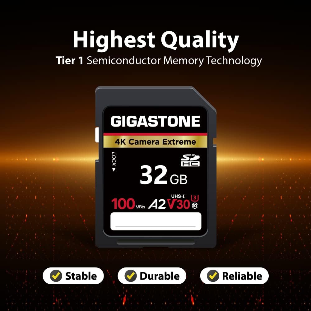 【5-Years Data Recovery】 GIGASTONE 32GB SD Card 5-Pack, 4K Camera Extreme, A2 V30 SDHC Memory Card 4K Full HD Video Compatible with SPYPOINT TACTACAM Trail Camera