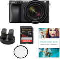 Sony Alpha a6400 Mirrorless Digital Camera with 18-135mm Lens (Black) with Photo and Video Suite, Memory Card, Rechargeable Battery (2-Pack) and Dual Charger, and Lens Protection Filter (6 Items)