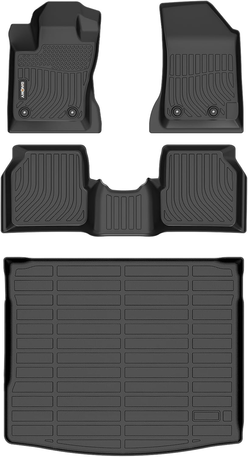 GINOWY-Floor Mats & Cargo Liner for Jeep Compass 2017-2026, TPE All Weather Car Mats Custom Fit Rubber Liners Cargo Trunk Mat Accessories for Jeep Compass
