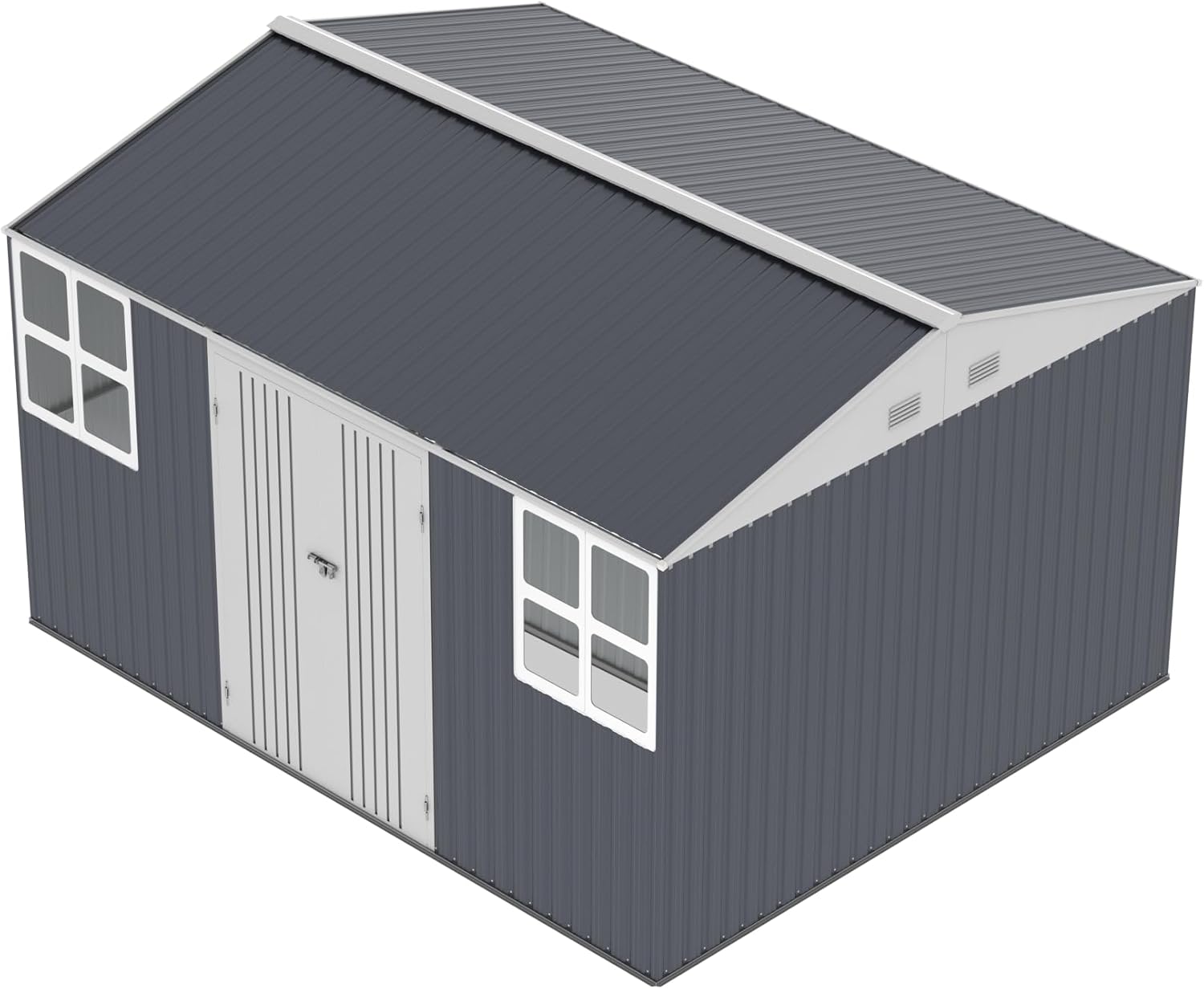 WACASA 12x10 FT Metal Shed with Base Frame Floor Kit | Heavy-Duty Military-Grade 20-Gauge Reinforced Frame with Powder Coating | 50 PSF Snow Load & 120 MPH Wind Rated | Skylight Tiny House Building