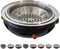 BBQ Barbeque Barbecue Grill,BBQ,Round Flat Mesh,Korean Smoke-Free Household Charcoal Grill,Indoor and Outdoor Barbecue Grill,34.5cm (Color : A)