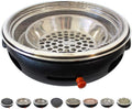BBQ Barbeque Barbecue Grill,BBQ,Round Flat Mesh,Korean Smoke-Free Household Charcoal Grill,Indoor and Outdoor Barbecue Grill,34.5cm (Color : A)