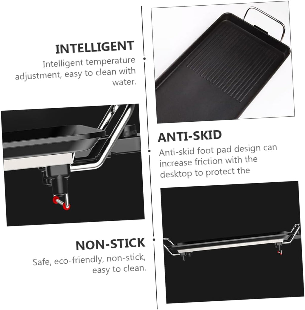PRETYZOOM 1set Electric Smokeless Barbecue Grill Nonstick Indoor Electric Baking Tray for Easy Grilling of Steaks Chicken Fish and Vegetables