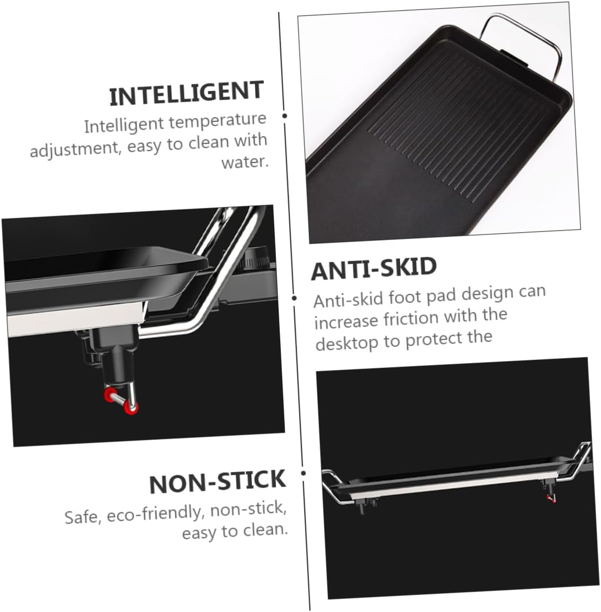 PRETYZOOM 1set Electric Smokeless Barbecue Grill Nonstick Indoor Electric Baking Tray for Easy Grilling of Steaks Chicken Fish and Vegetables