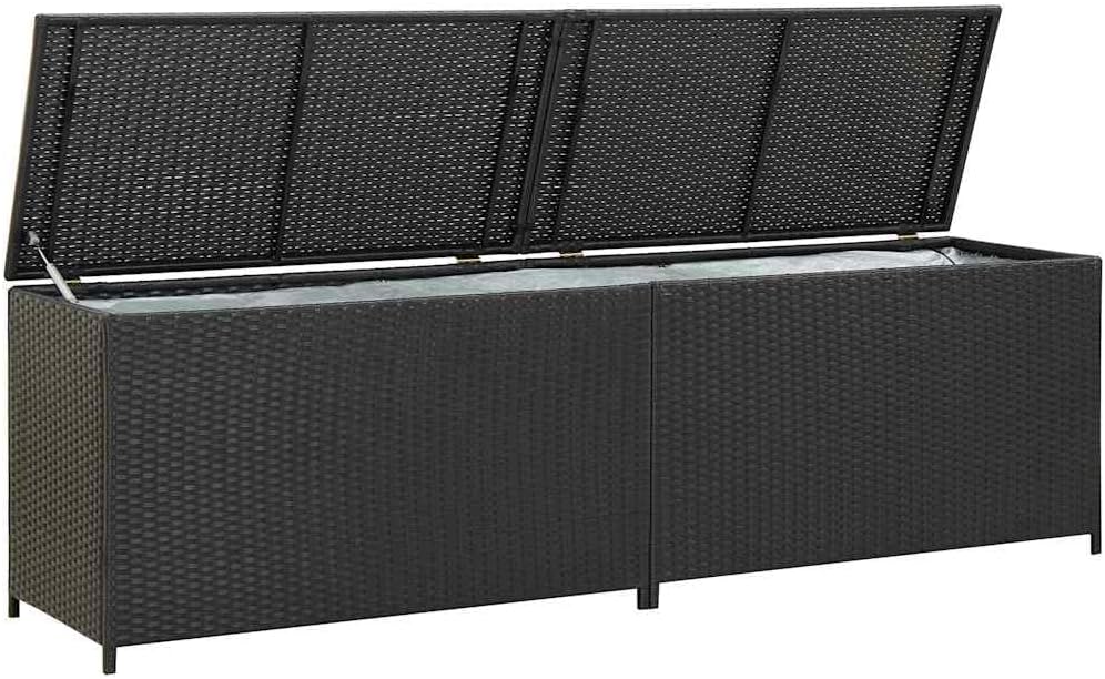 vidaXL Patio Storage Chest, Deck Box with Lid, Patio Cabinet, Storage Chest for Outdoor Cushions Throw Pillows Garden Tools Pool Supplies, Black
