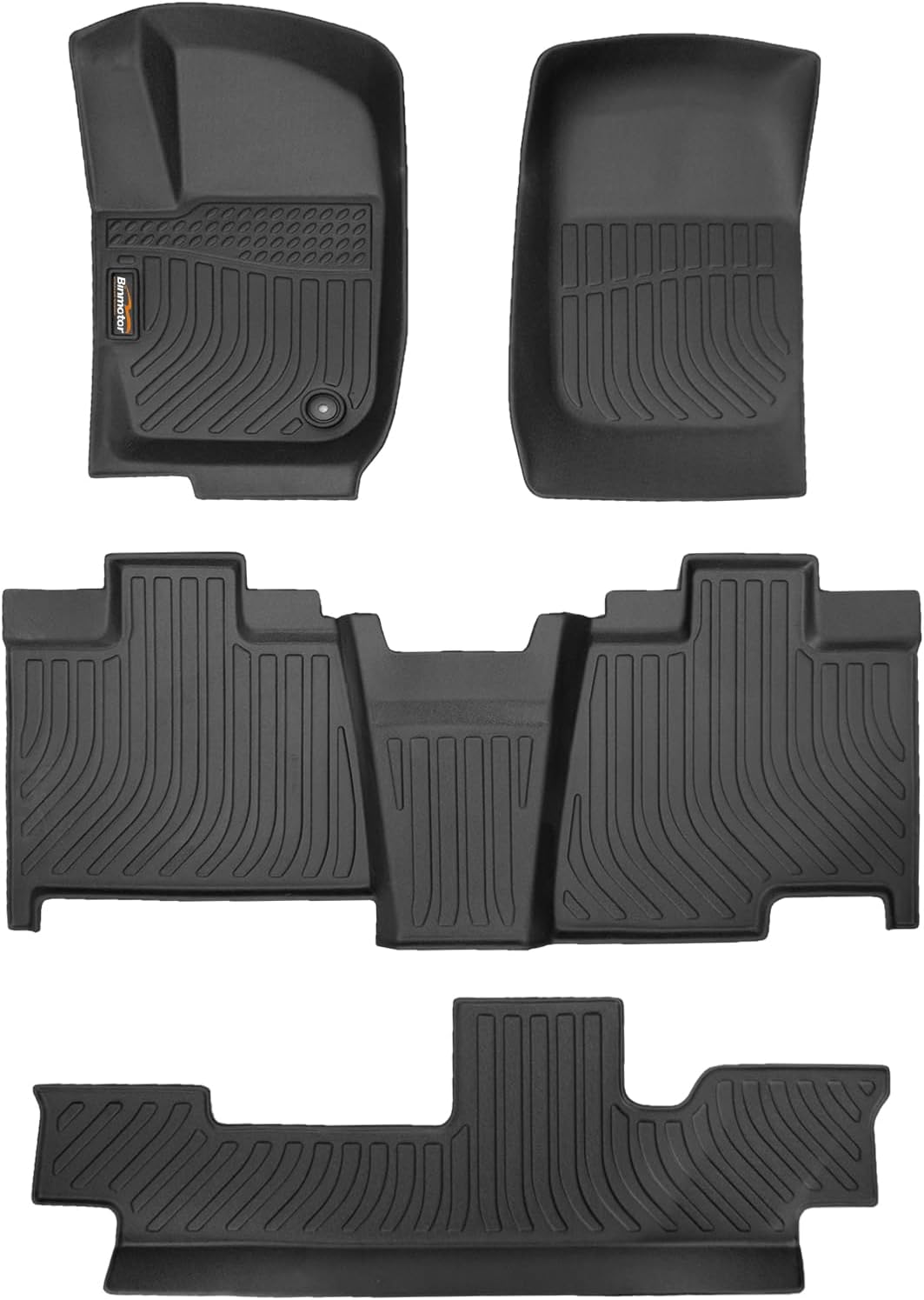 Binmotor-for Ford Explorer 7 Seat 2006-2010, All Weather Car Floor Mats and Cargo Liner Set, Waterproof TPE Car Mats for Explorer Accessories-Black