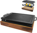 Portable BBQ Grill, Korean BBQ Grill Aluminum Alloy Non-Stick Split Multi Sizes Indoor Outdoor 4-6 People(41cm*27.5cm)