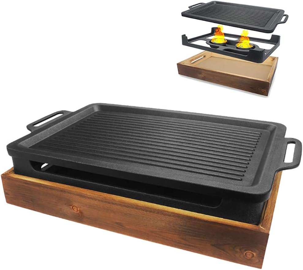 Portable BBQ Grill, Korean BBQ Grill Aluminum Alloy Non-Stick Split Multi Sizes Indoor Outdoor 4-6 People(41cm*27.5cm)