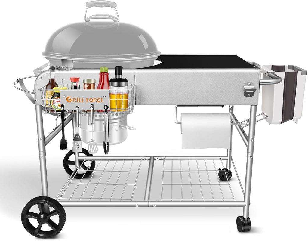 Grill Table for Weber 18' & 22' Original Kettle,Kettle Grill Cart,Outdoor Prep Table for Weber Original Kettle,Jumbo Joe,Master-Touch Charcoal Grill,Performer Charcoal Grill Accessories