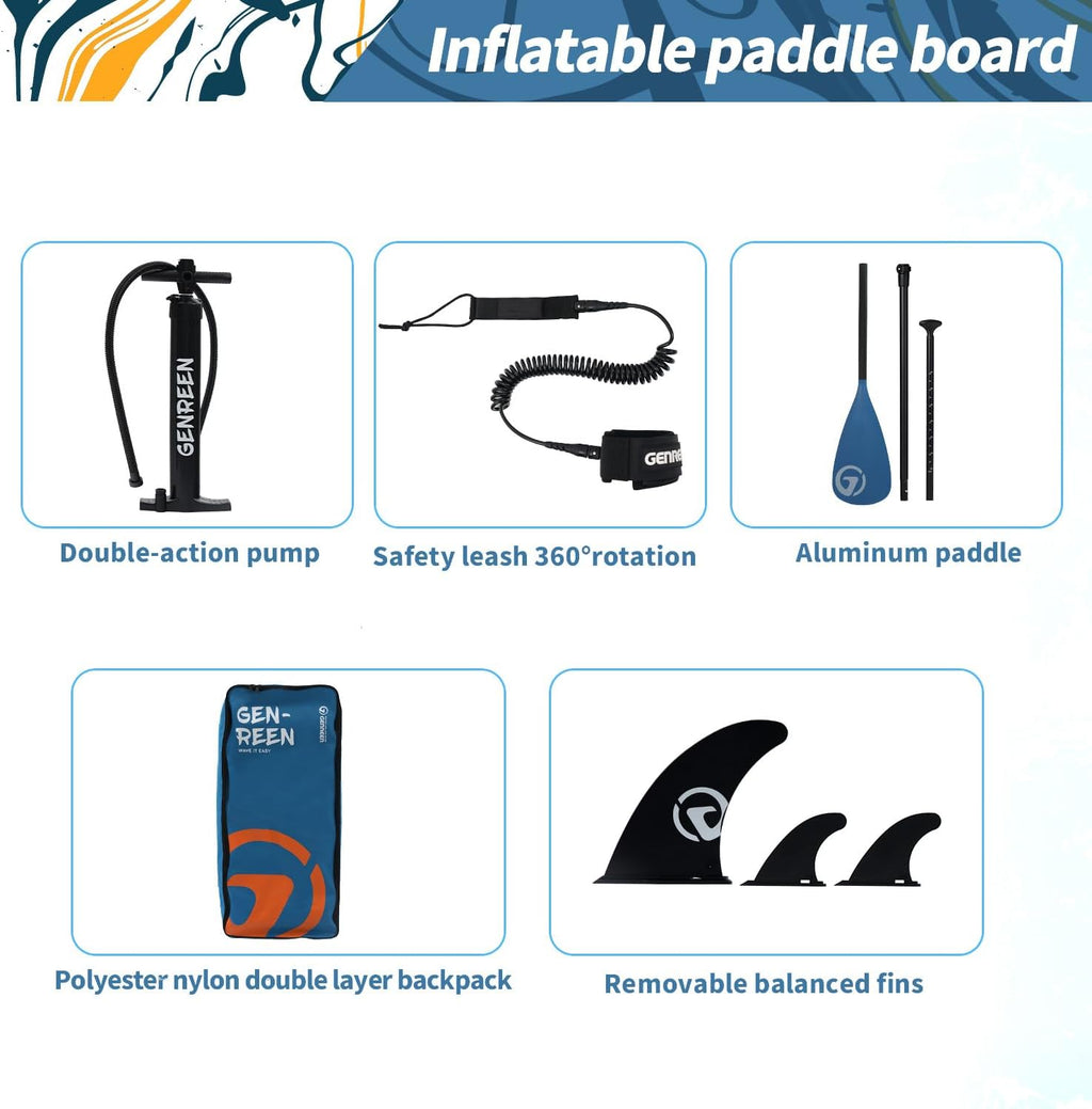 Paddle Board Stand up Paddle Board (Extra Large 11'*33/34') Newly Improved 2 Side Layers 450LBS Quality Inspection×5 (All-Season for JP customers) paddleboards Fishing Family Pet Friendly