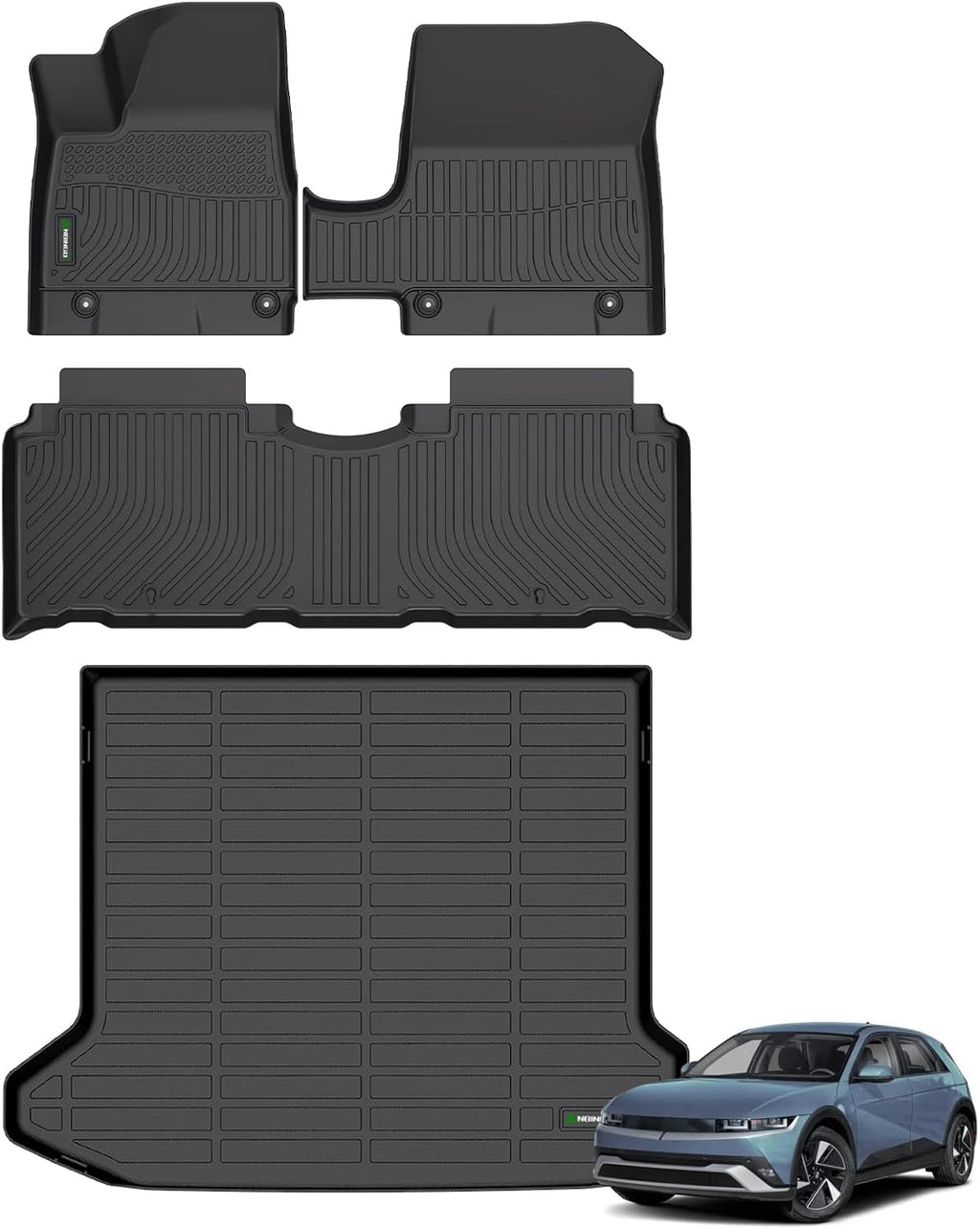 ANBINGO® Floor Mats & Cargo Liner for 2025 2026 Hyundai ioniq 5 NOT Sliding Center Console, All Weather TPE Car Mats, 1st & 2nd Rows Waterproof Non-Slip Floor Liner, ioniq 5 Accessories - Black