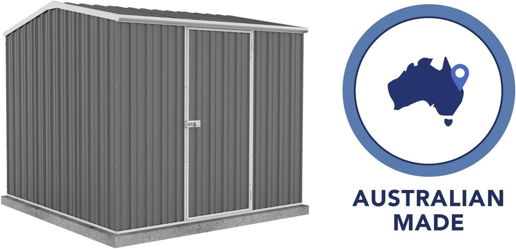 Absco Premier Storage Sheds, 7'x7' Metal Garage, DIY Backyard Shed, Utility Tool Storage, Weather & Wind Resistant Aluminum Panels & Steel Frame, Maintenance-Free, 12 Year Warranty, Woodland Gray