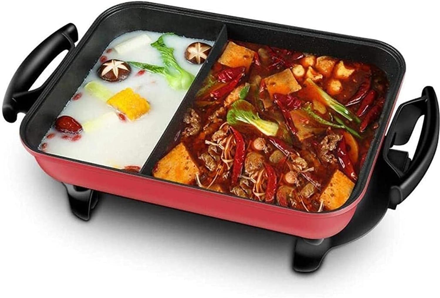 Indoor Korean Barbecue Grill Large Teppanyaki Grill Electric BBQ Table Top Grill Cooking Plate with Adjustable Thermostat Control, Spatulas and Cool Touch Handles, 60 * 27 * 21CM, 1800w,Portable