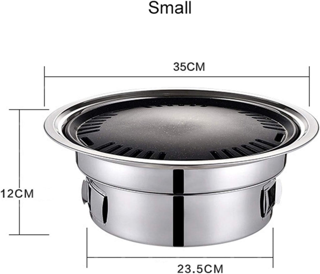 Barbecue Desk Round Stainless Steel Korean Charcoal Barbecue Grill Non-Stick Barbecue Grills Portable Charcoal Grill for Outdoor Camping BBQ Tabletop Barbecue