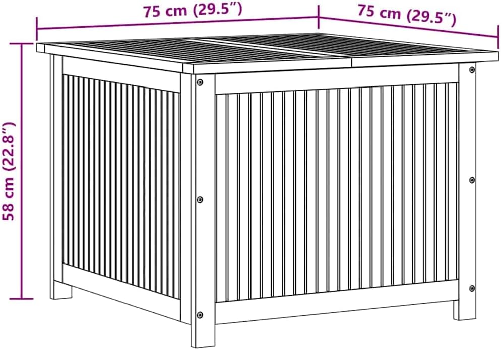 vidaXL Garden Storage Box Natural Wood Solid Acacia Wood 29.5x29.5x22.8 in