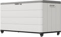 Mrosaa 110 Gallon Deck Box Waterproof with Wheels - Mobile Double-Wall Resin Outdoor Storage Box for Patio, Pool, & Garden - Lockable Deck Storage for Cushions, Pool Floats, Boat Slip (Off-White)