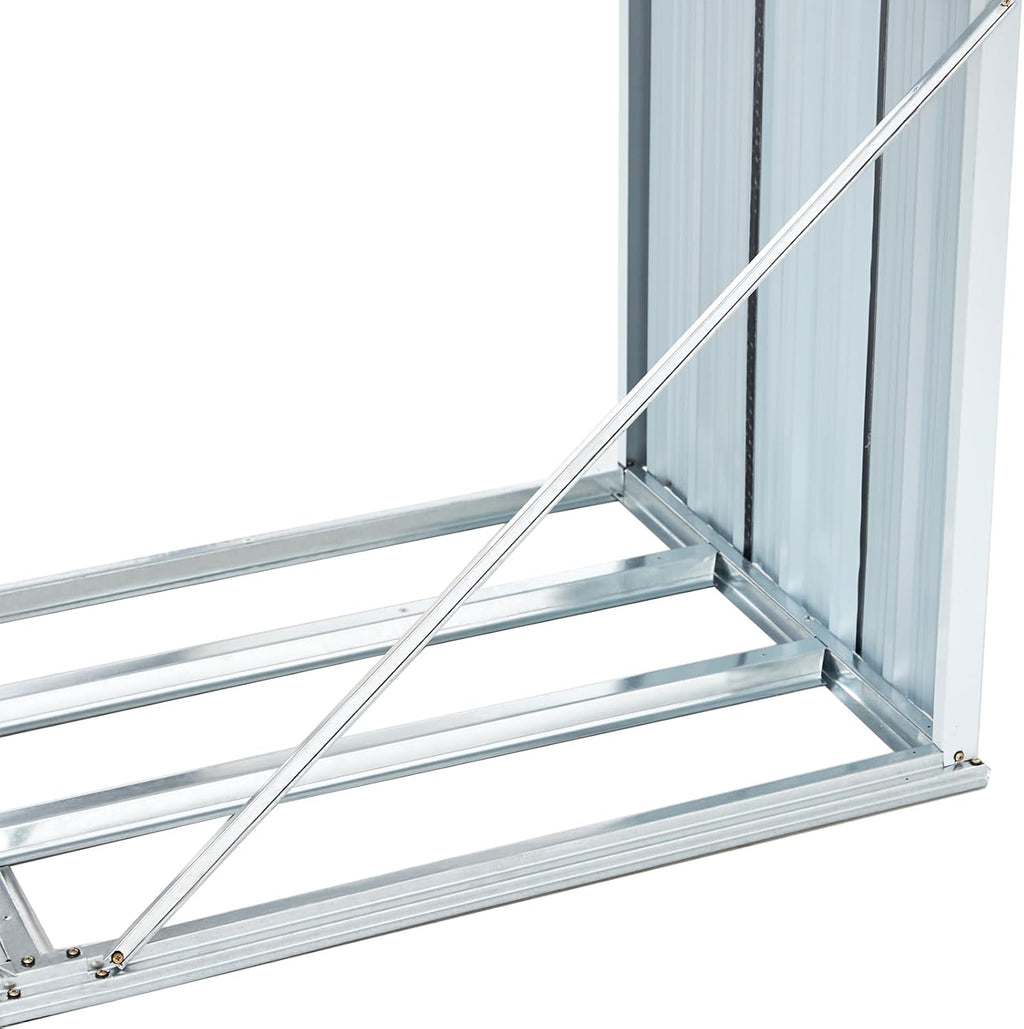 YOPTO 68' Galvanized Steel Firewood Rack,Log Holder with Roof,Storage Shed w/Vents,Backyard Garden Patio Porch for Shovels,Umbrellas,Antennas,Escalators,Dark Gray