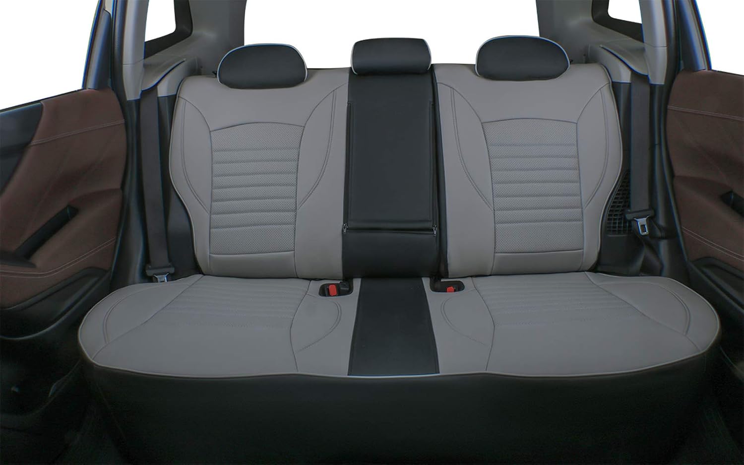 EKR Custom Fit Tucson Car Seat Covers for Hyundai Tucson 2019 2020 2021(Not for NX4),Leather Car Front Back Seat Cover Full Set for SUV-Faux Leather(Black/Gray)
