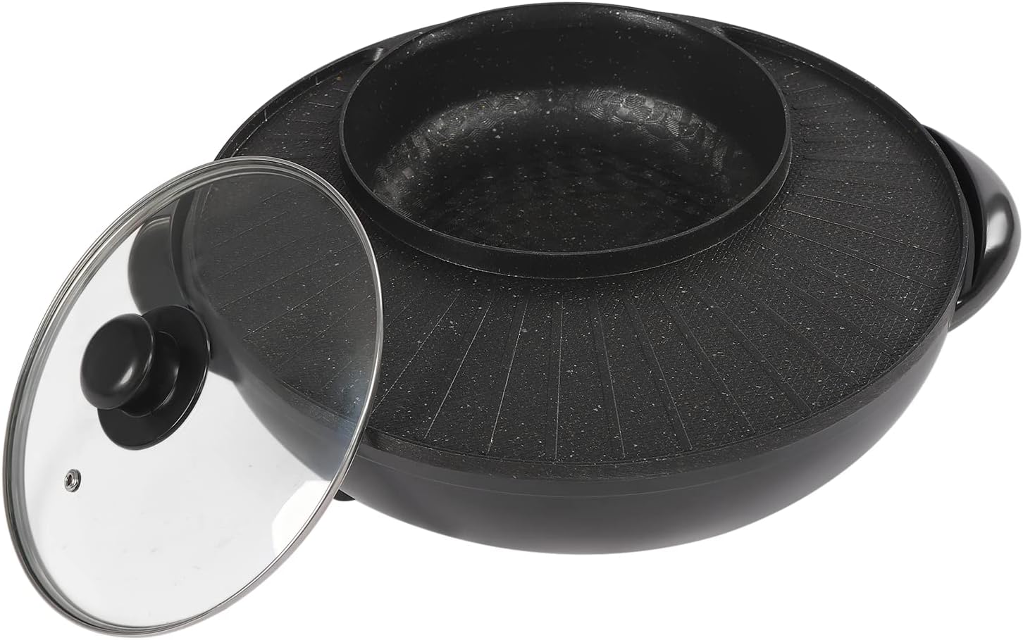 2 in 1 Electric Hot Pot & BBQ Grill - Smokeless Non-Stick Shabu Shabu Pot with Temperature Control, Ideal for Indoor Korean Barbecue, Serves 3-5 People, Fast Heating