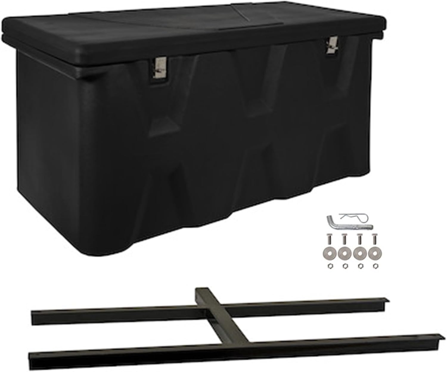 Buyers Products 1707020 Poly Hitch Mounted Cargo Carrier, 23x51x26, Includes Polyethylene Chest, Steel Frame, 5/8in. Hitch Pin, Waterproof Truck Bed Storage & Tool Box, Fits 2 in Receiver, Made in USA