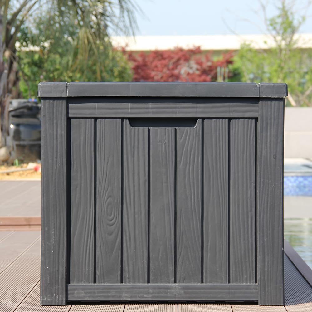 BTEXPERT 150 Gallon Outdoor Storage Container Deck Box with Metal Support Rods for Patio Furniture Garden Tools Cushions Waterproof Lockable UV Resistant Resin