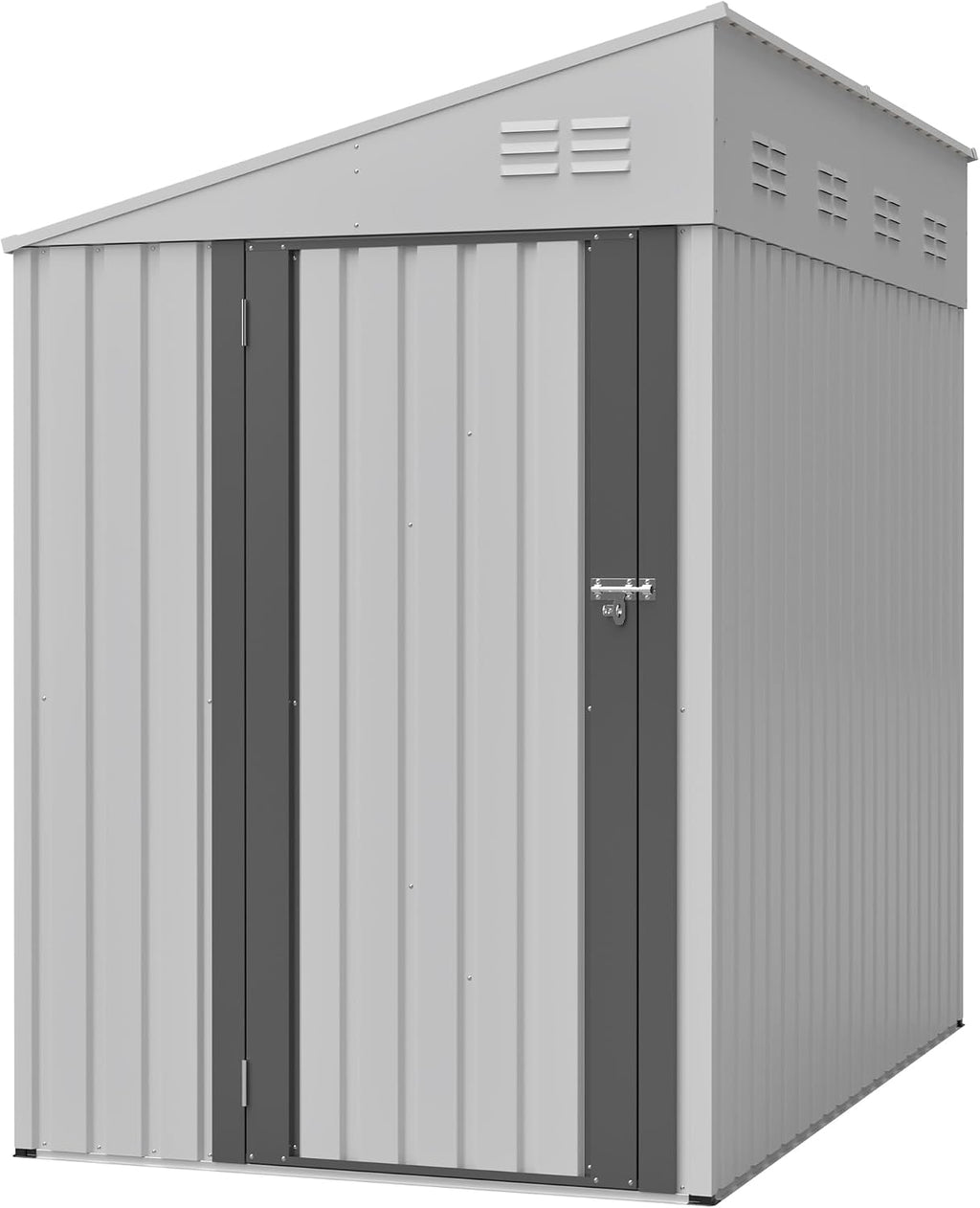 YOPTO 4x7 FT Outdoor Storage Shed,Lean to Lockable Metal Garden Shed Steel with Reinforced Beams,All Weather Waterproof Storage House W/Lockable Door&2 Air Vents,for Backyard,Patio,Lawn,Garden,White