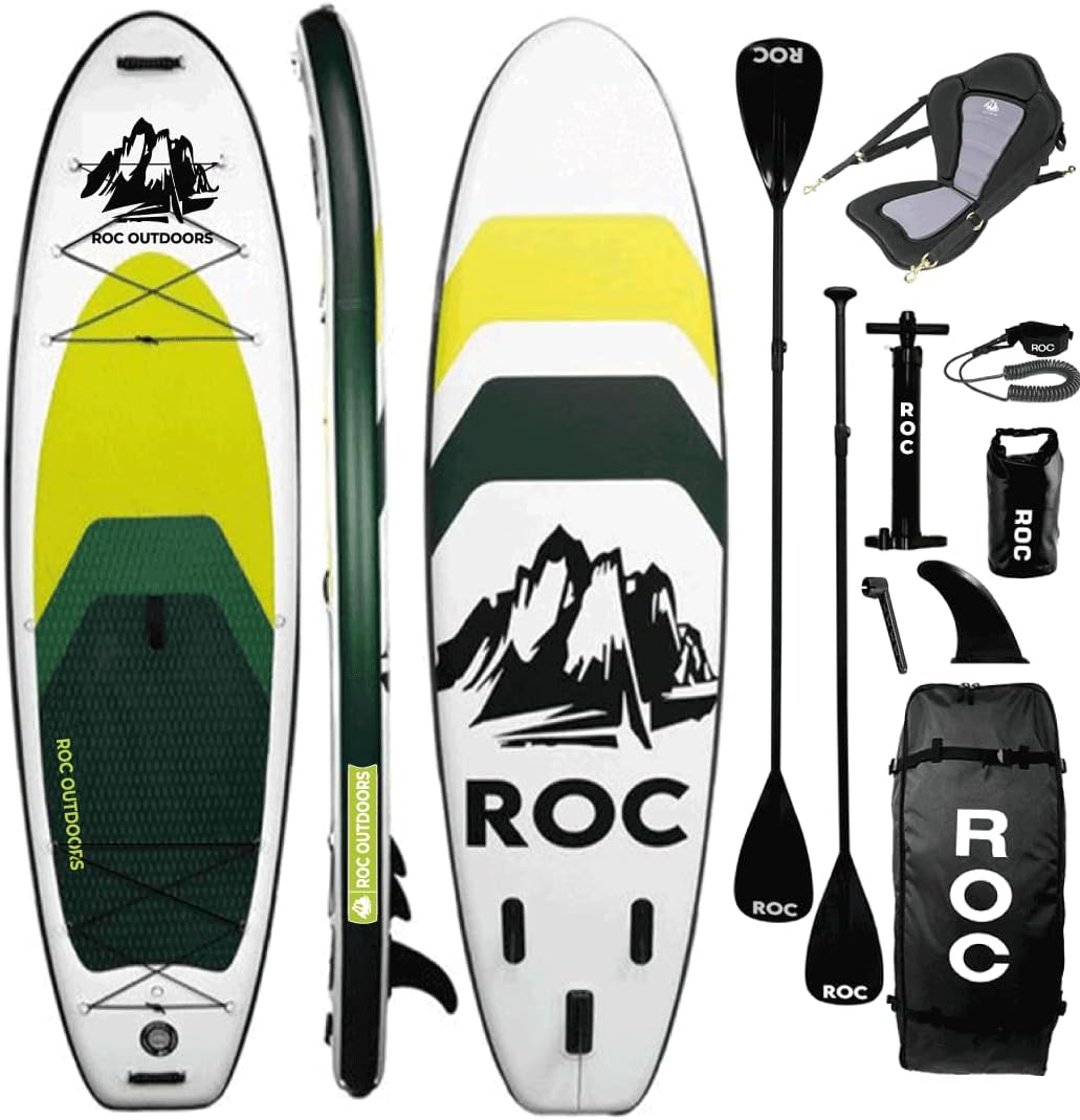 Roc Inflatable Stand Up Paddle Board 10' 6' with Premium SUP Paddle Board Accessories, Wide Stable Design, Non-Slip Comfort Deck for Youth & Adults