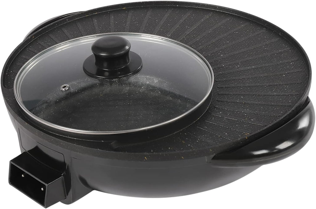 2 in 1 Electric Hot Pot & BBQ Grill - Smokeless Non-Stick Shabu Shabu Pot with Temperature Control, Ideal for Indoor Korean Barbecue, Serves 3-5 People, Fast Heating