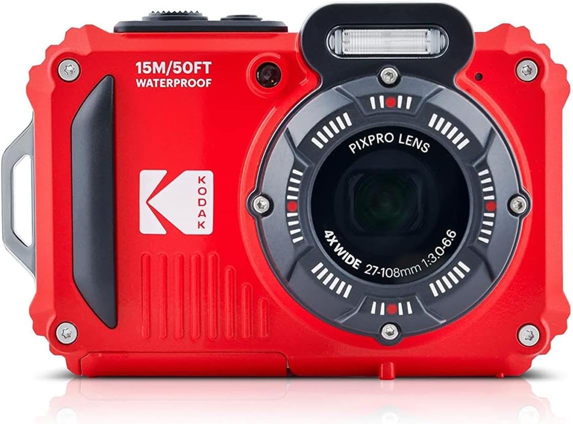 KODAK PIXPRO WPZ2 Rugged Waterproof Shockproof Dustproof WiFi Digital Camera 16MP 4X Optical Zoom 1080P Full HD Video Vlogging Camera 2.7' LCD Bundle with 32GB Memory Card and Camera Bag (Red)