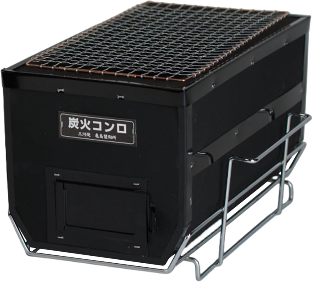 Japanese BBQ Charcoal Grill - Shichirin, Konro, Hibachi, Tabletop Barbecue - Black - Made in Japan - 6.3 x 11.8 in