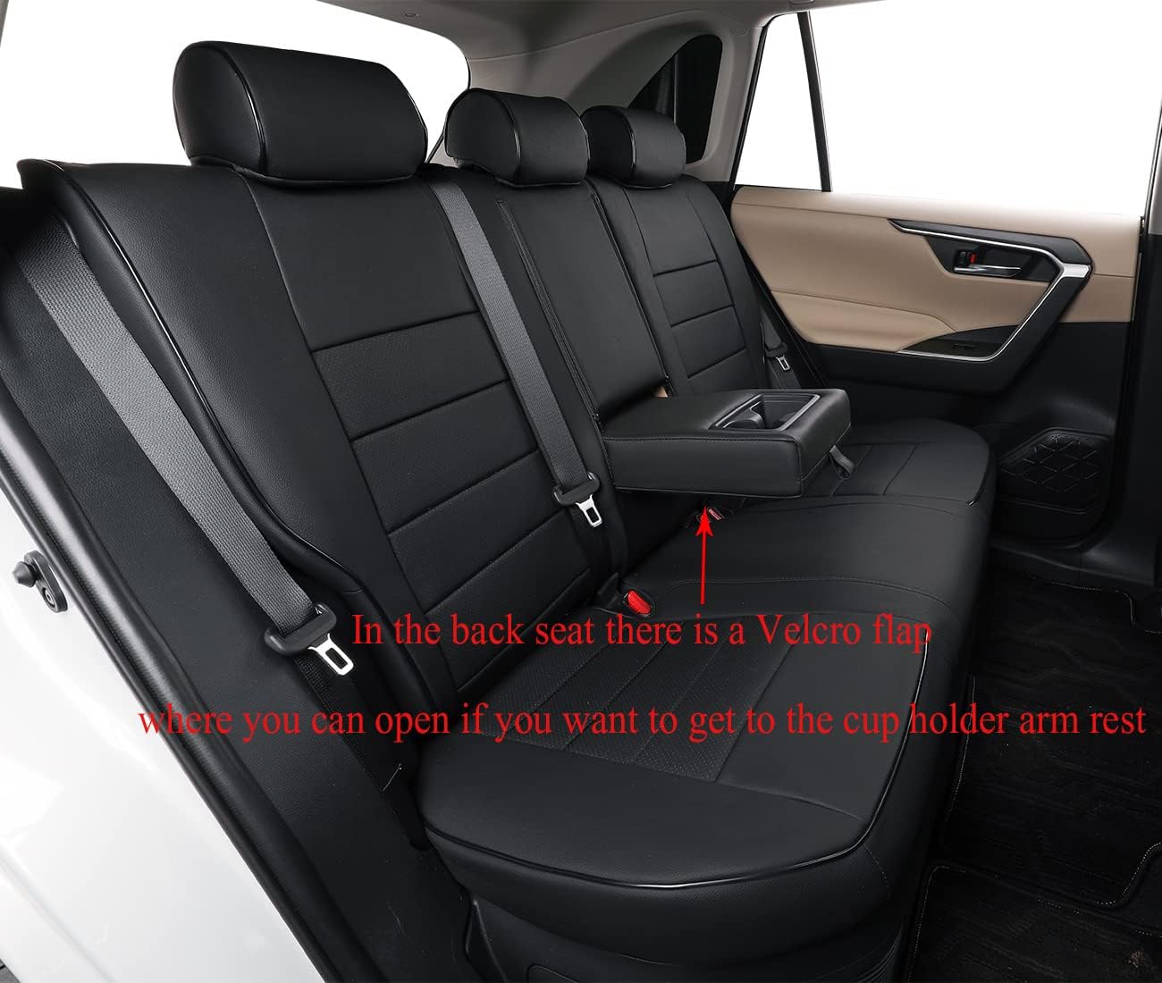EKR Kona Seat Covers Custom Fit for Hyundai Kona & EV SEL Sport/Limited/SE/SEL/SEL Premium 2024-2026,Rear W/Armrest,Leather Car Seat Cover Full Set for Trucks SUV -Faux Leather(Black)