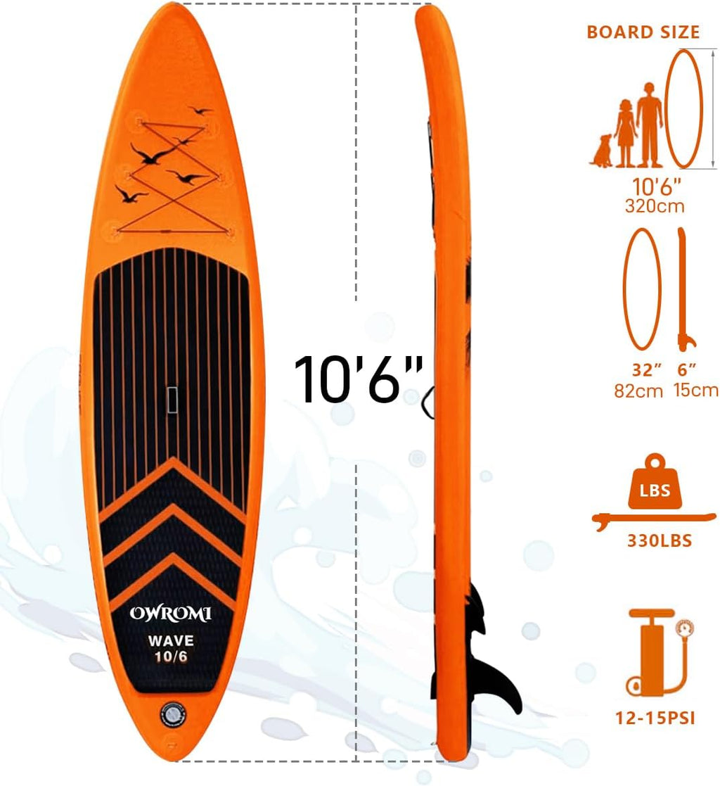 SUP Inflatable Stand Up Paddle Board 10'6' Ultra-Light Thick Paddleboard for All Skill Levels ISUP Paddle Board with Accessories, 10/6 Inflatable Paddle Boards for Adults & Youth