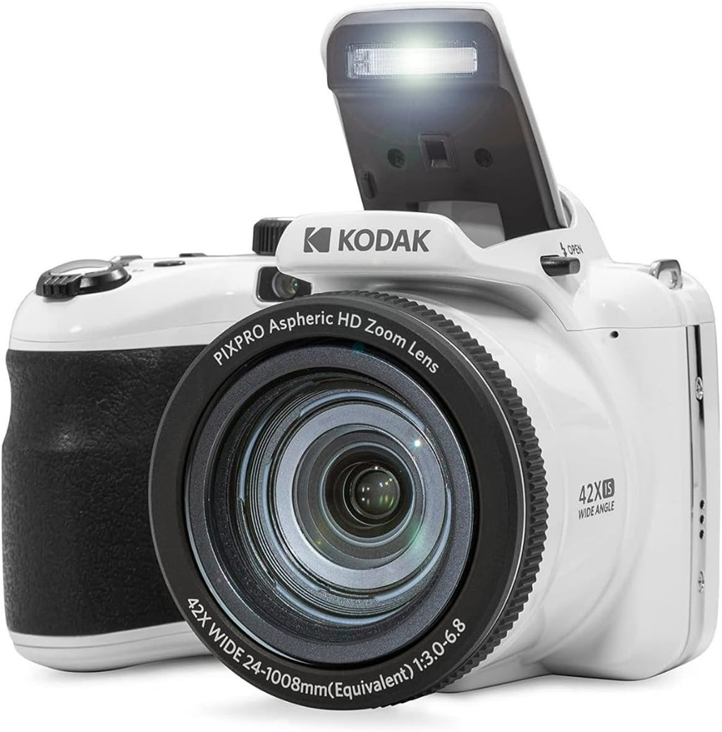 Kodak PIXPRO AZ425 Astro Zoom 20MP Digital Camera (White) Bundle with 32GB SD Card and Holster Camera Case with Accessories (3 Items)
