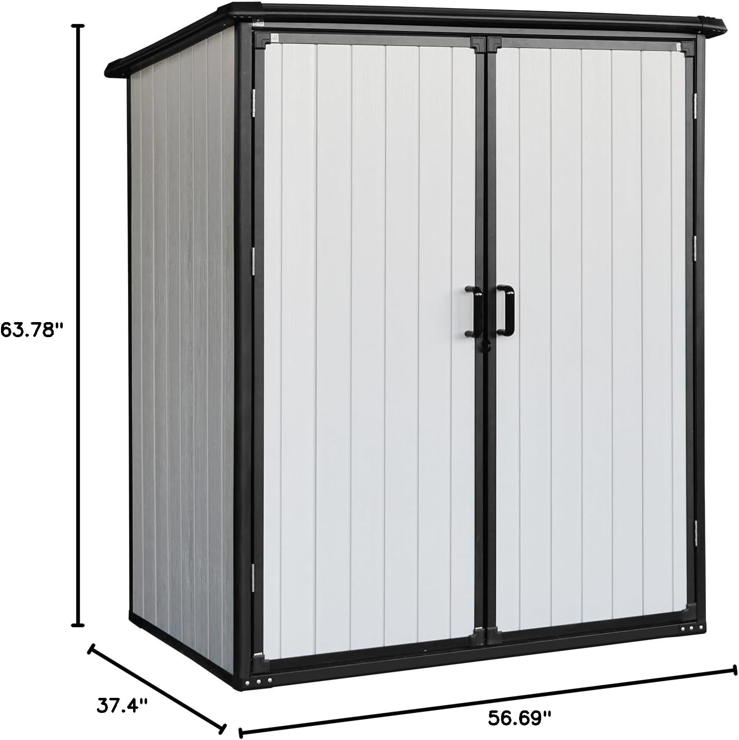 KEIKI 5x3 FT Outdoor Storage Shed Waterproof Resin Cabinet Polypropylene Frame with Lockable Doors for Bikes and Patio Furniture Tools