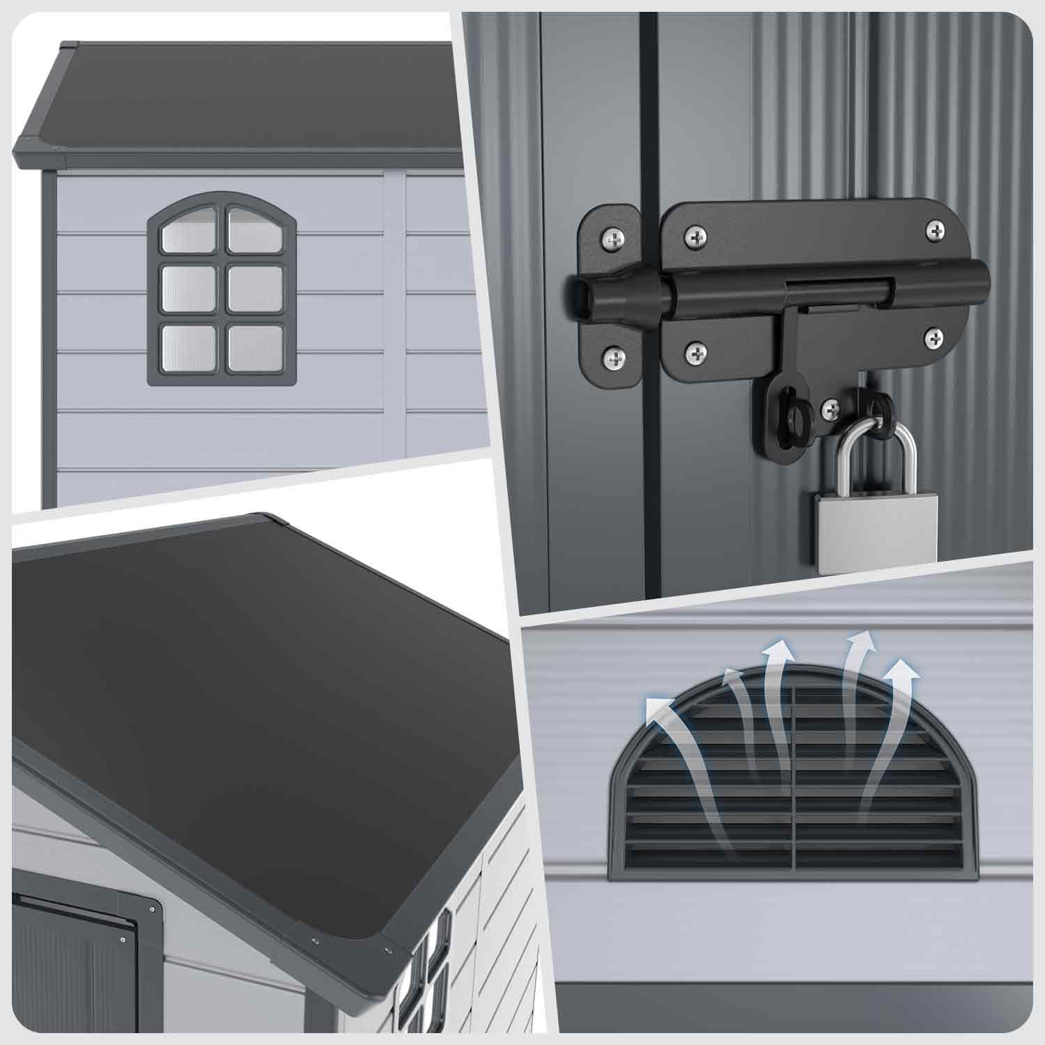Storage shed 8.1x4.7 ft, Lean to Resin Shed, Storage Sheds Outdoor with Floor, Outdoor Sheds Garden Tools Bike Shed, Garden Sheds & Outdoor Storage Sloping Roof, Lockable Door, Window for Lawn, Patio